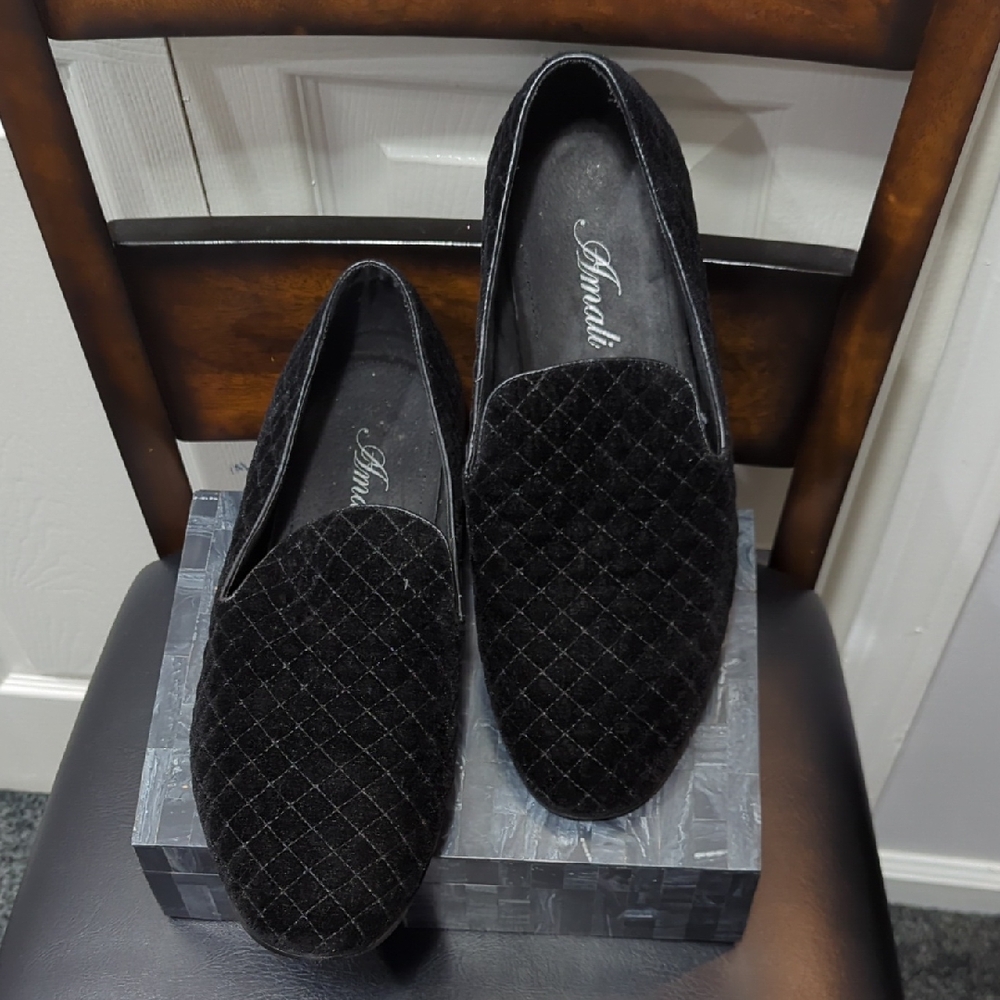 Amali Men's Quilted Black Quilted Slip-Ons Loafers